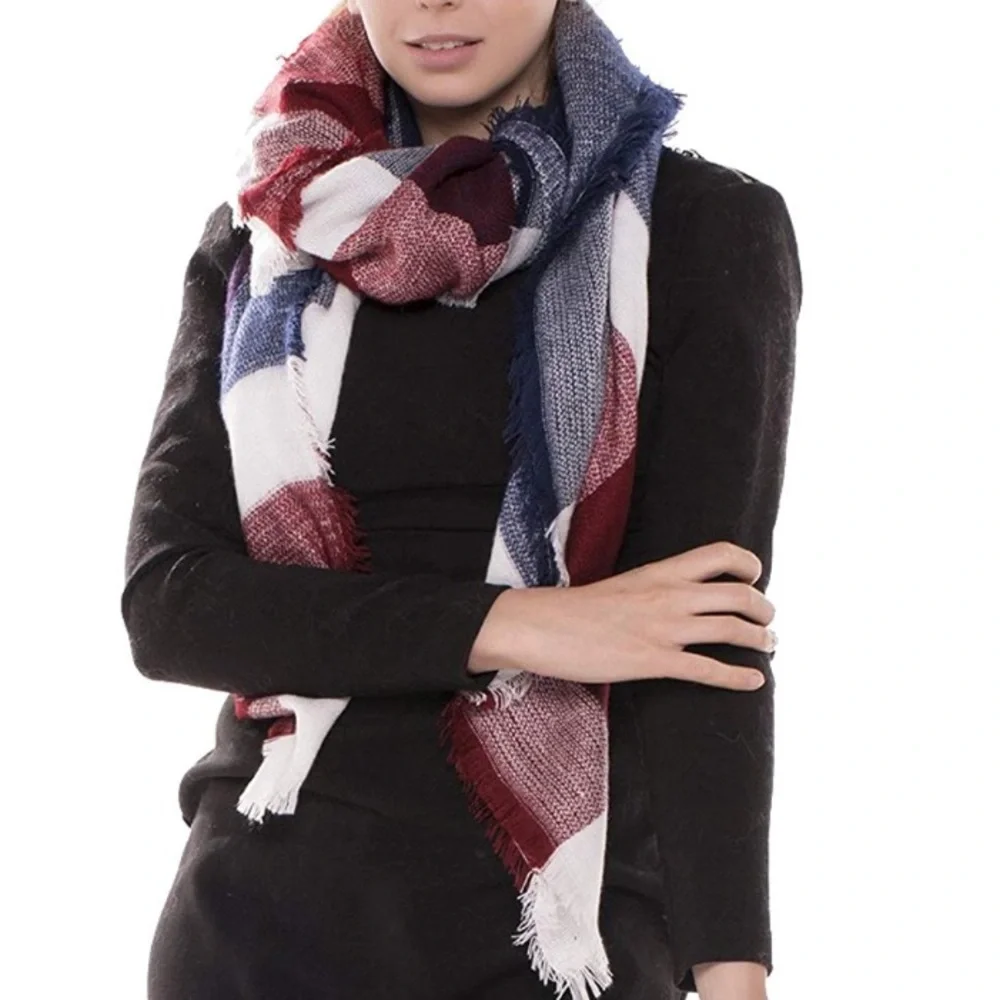 Oversized Red Multi SHAWL PLAID Woman’s Scarf *NWT